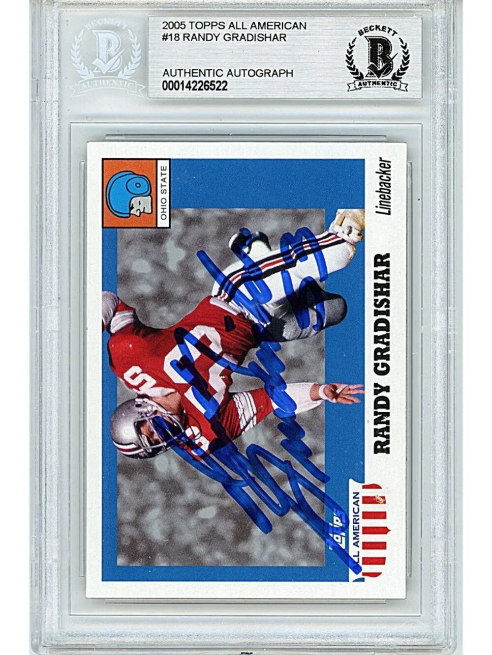 Randy Gradishar Signed Ohio State '05 Topps Football Card Beckett Slab Autograph